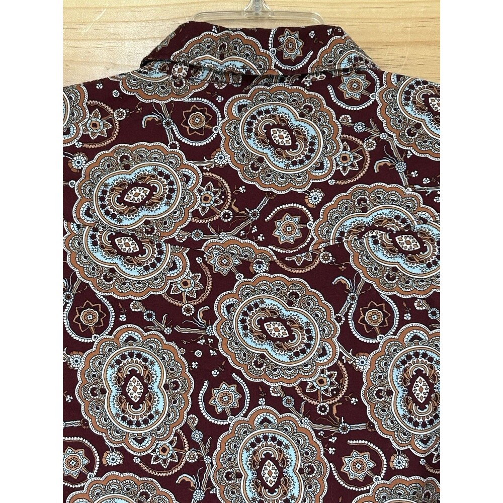 Cinch Pearl Snap Women’s Long Sleeve Western Rodeo Shirt Maroon Paisley Print S - Picture 7 of 7